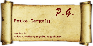 Petke Gergely névjegykártya